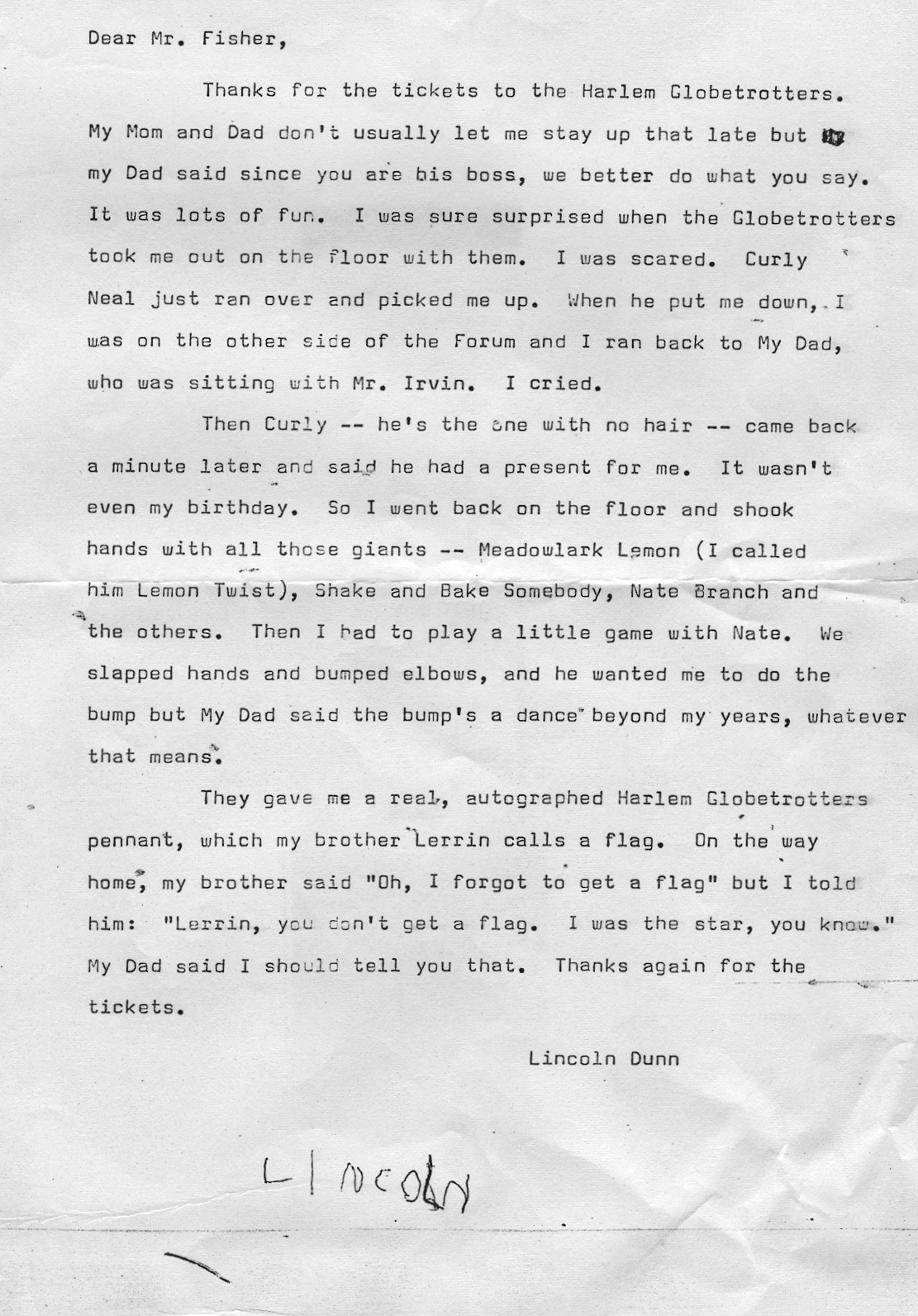 Globetrotters letter Globetrotters letter